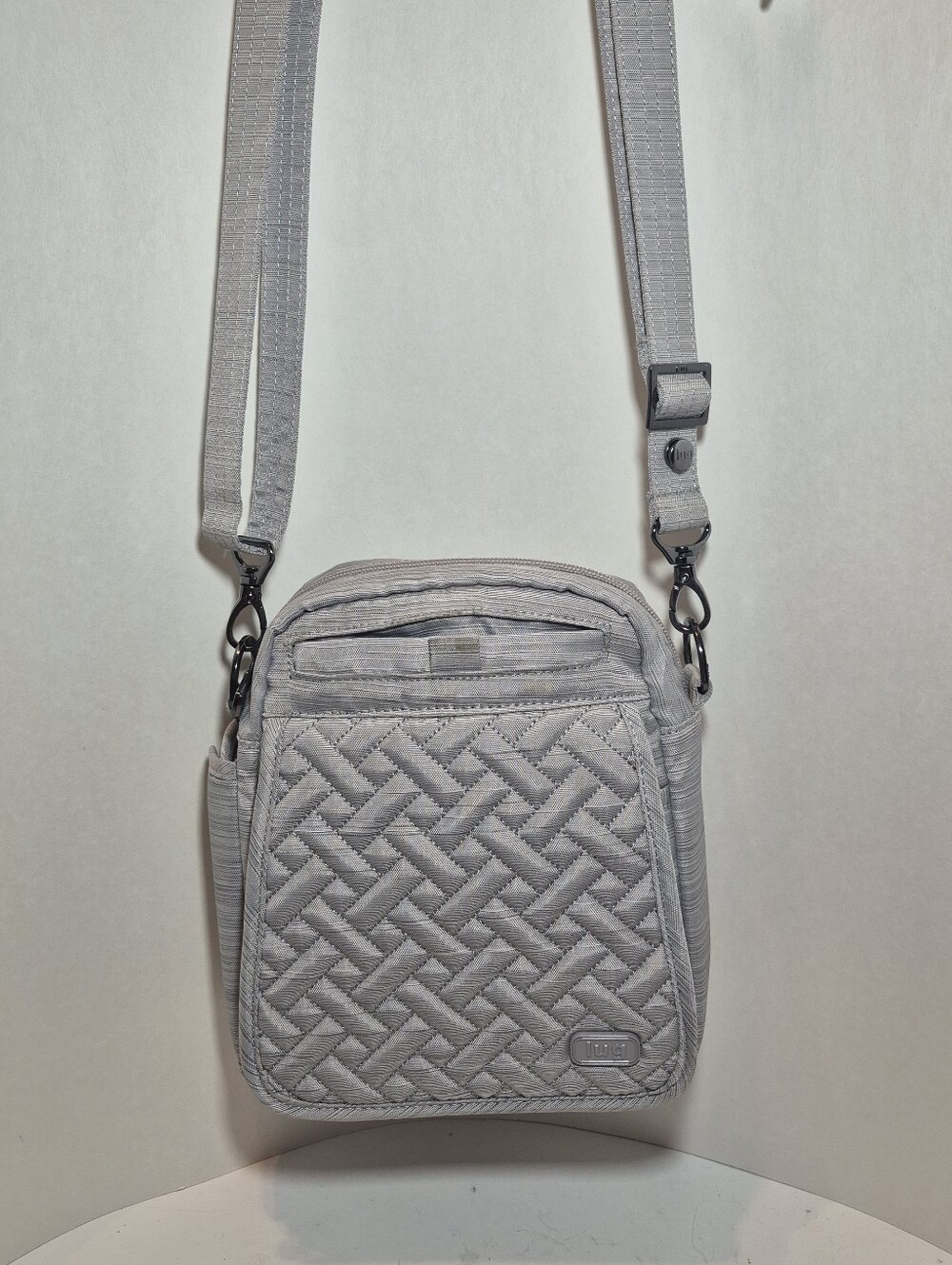 LUG HAPPER Flapper Crossbody Shoulder Bag Purse Gray Gunmetal Hardware